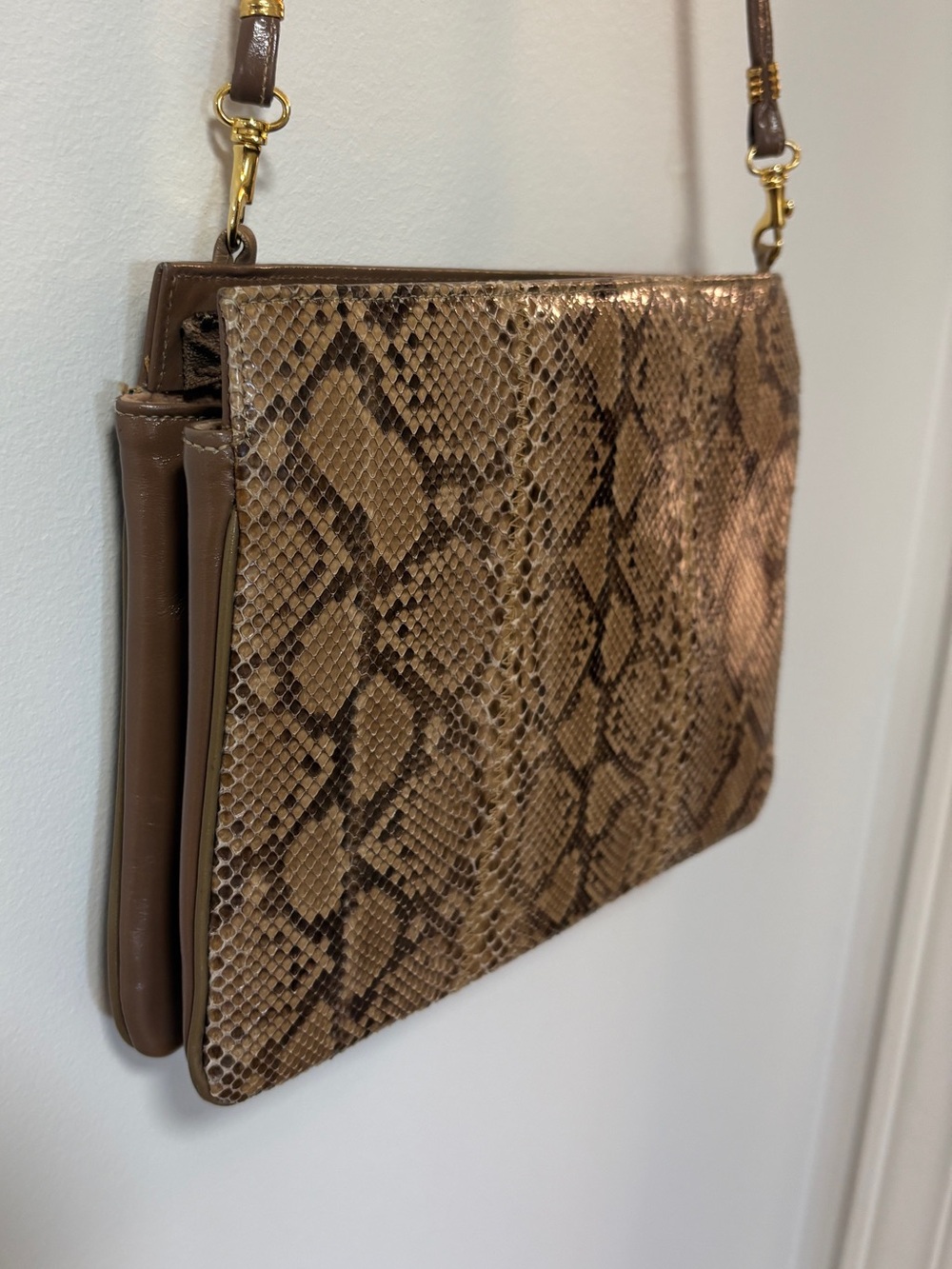 Vintage Coret Snake Purse Cross Body Montreal Canada Brown Tan - Picture 4 of 9